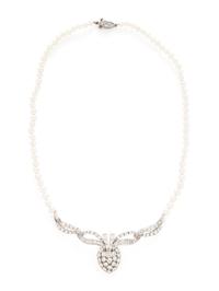 DIAMOND AND CULTURED PEARL NECKLACE