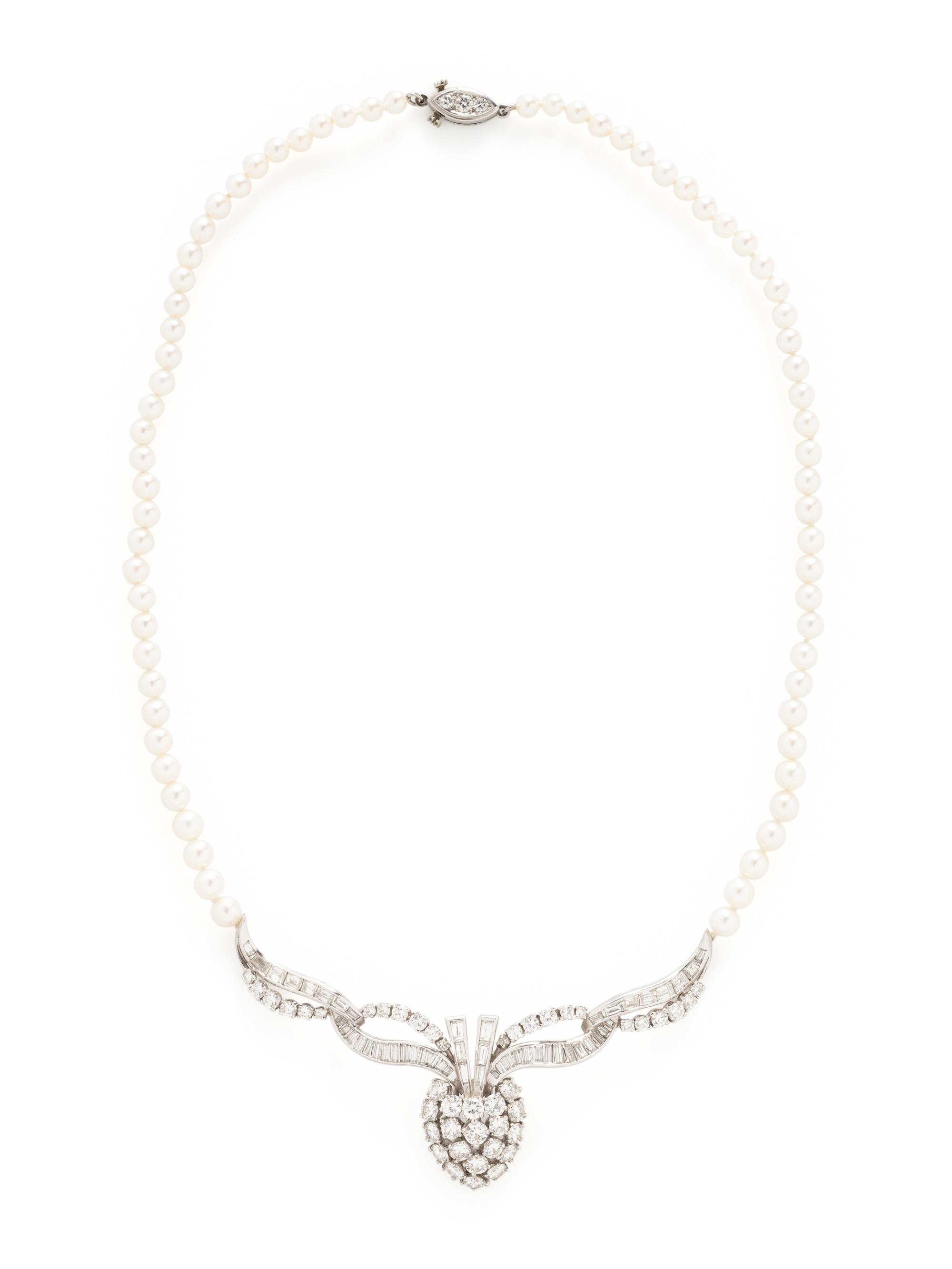 DIAMOND AND CULTURED PEARL NECKLACE