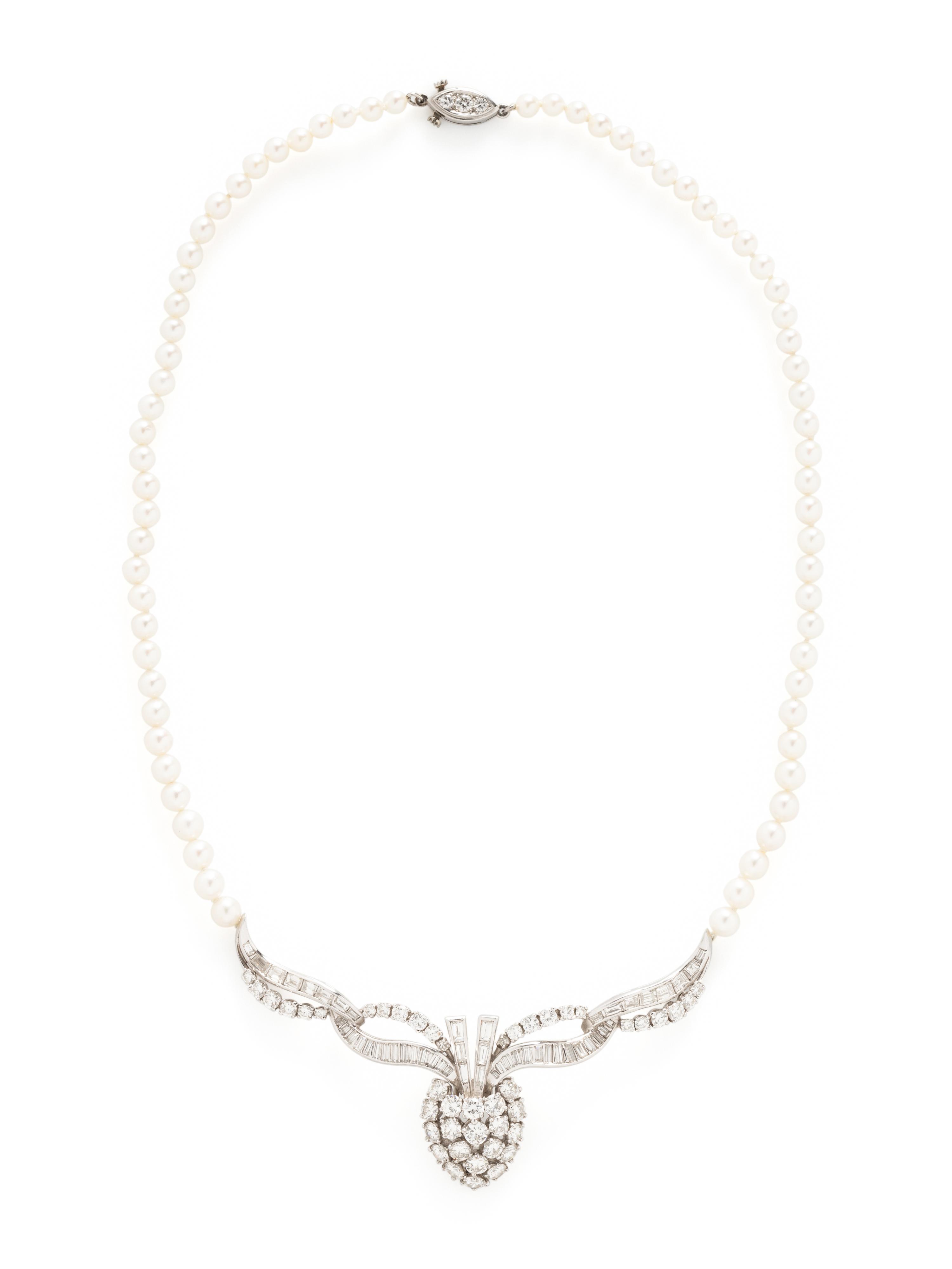 DIAMOND AND CULTURED PEARL NECKLACE
