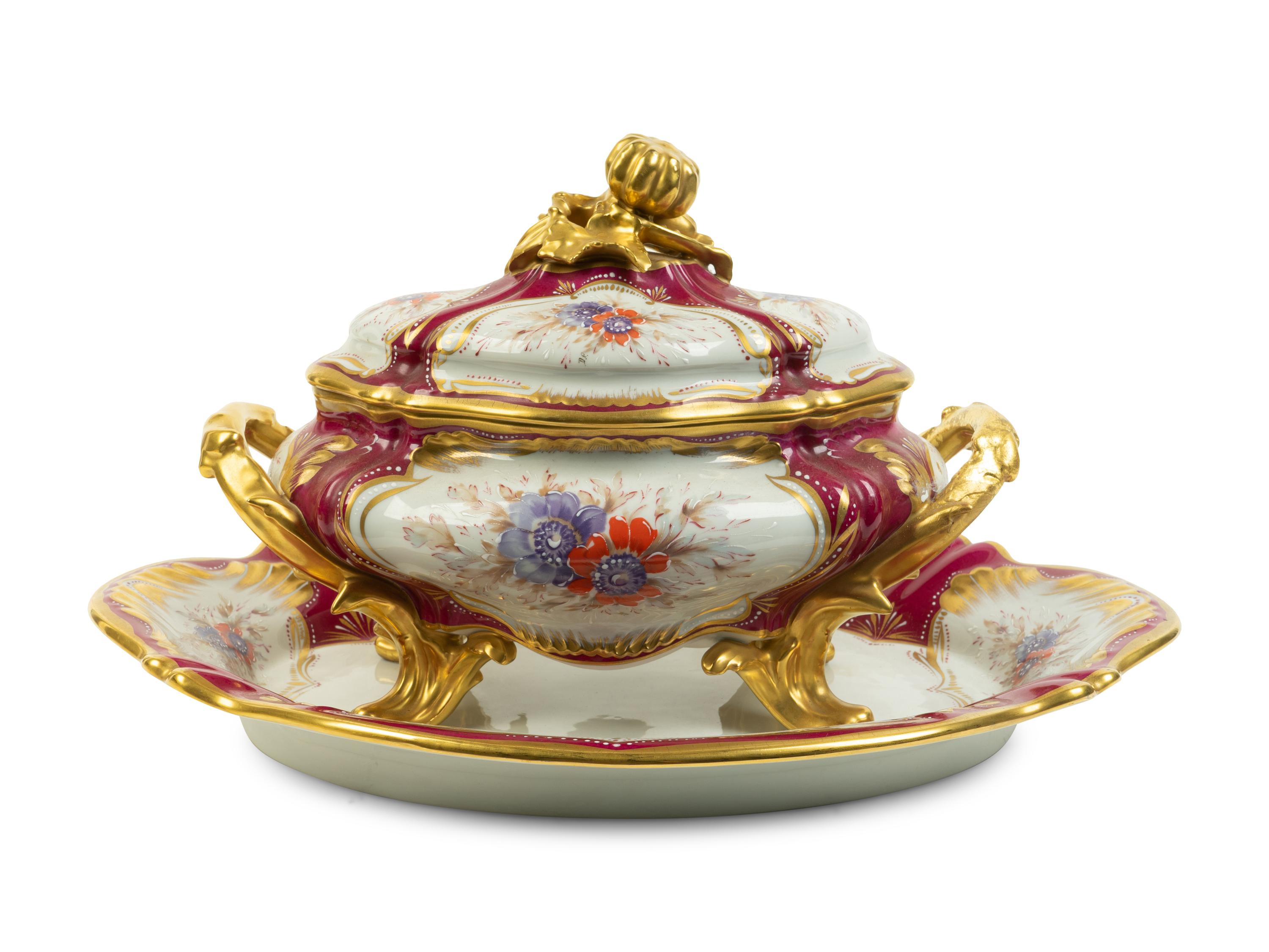 A Limoges Painted Porcelain Tureen and Undertray — 20TH CENTURY