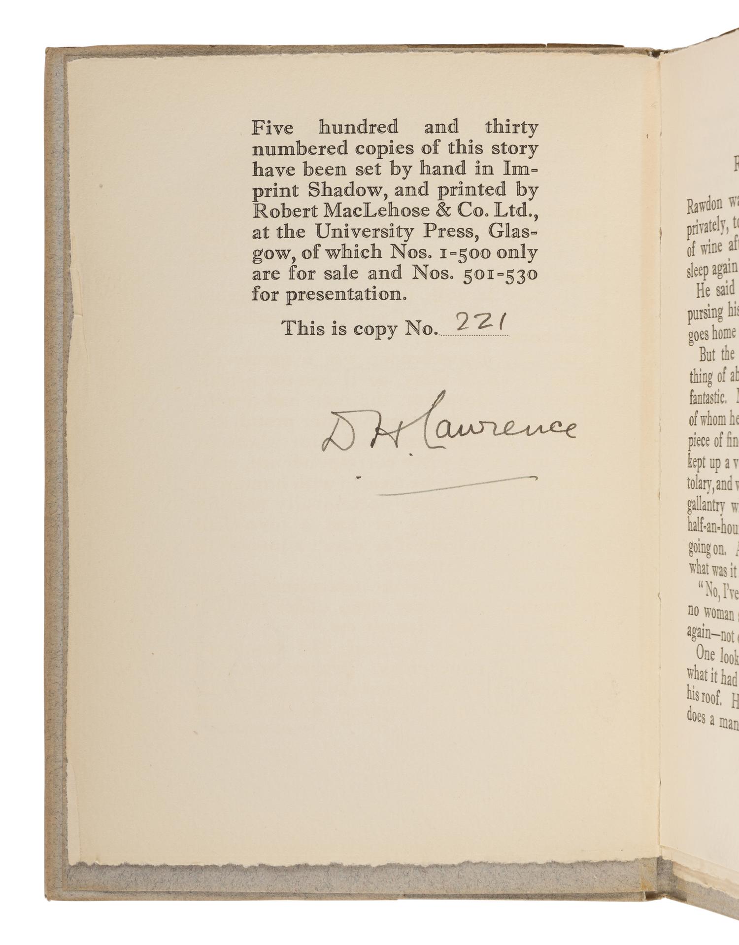 LAWRENCE, D.H. (1885-1930). A group of 35 works, including: