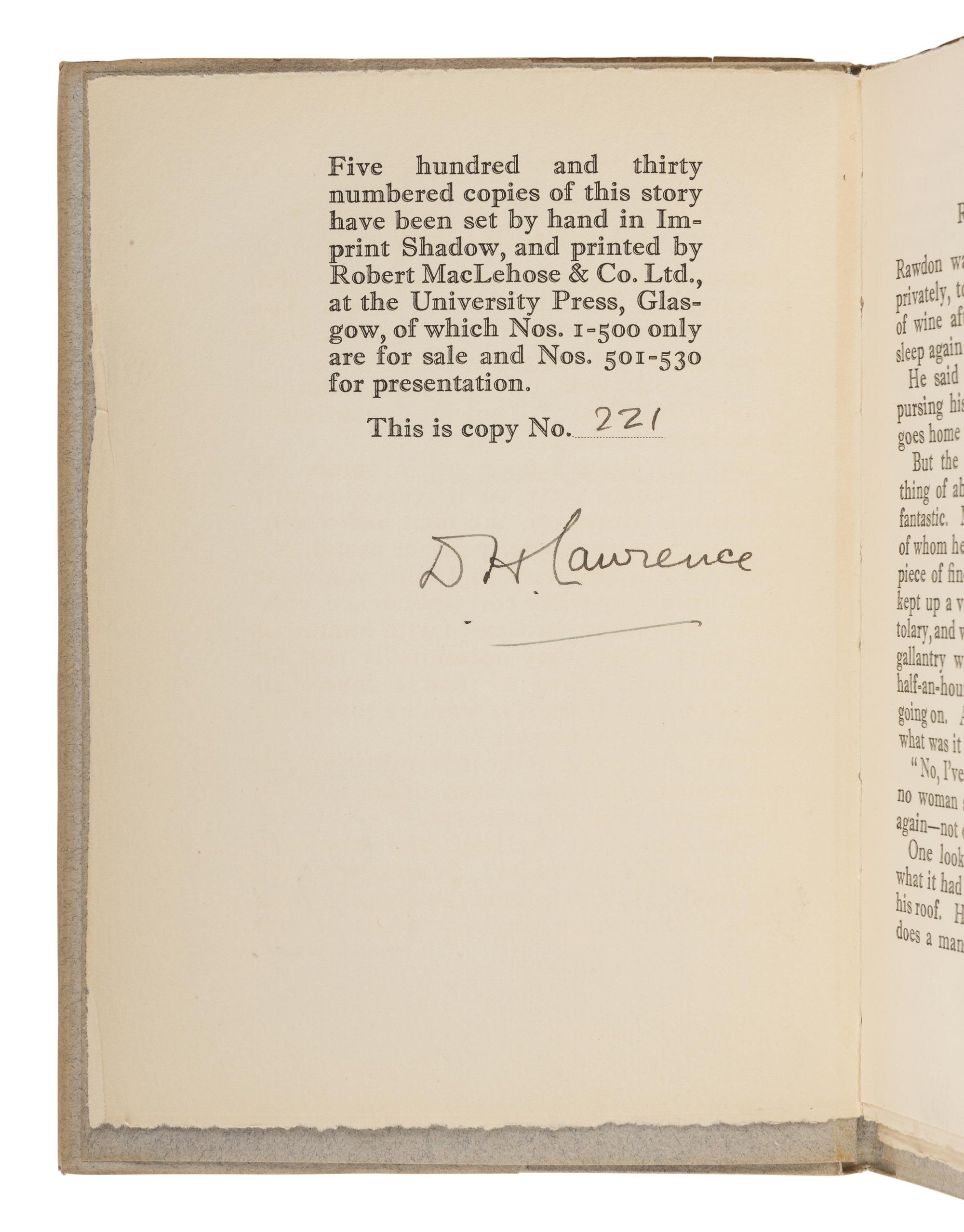LAWRENCE, D.H. (1885-1930). A group of 35 works, including: