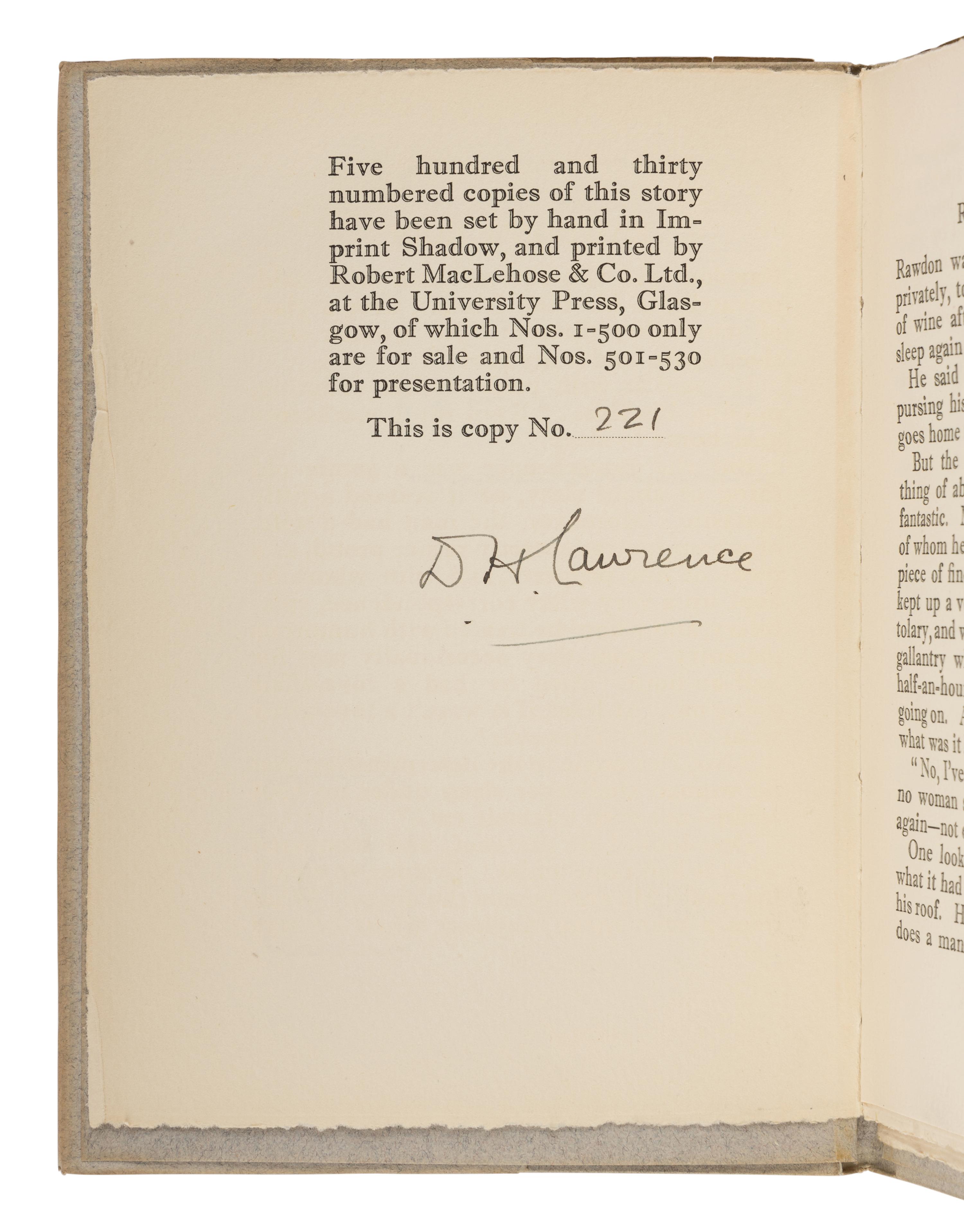 LAWRENCE, D.H. (1885-1930). A group of 35 works, including: