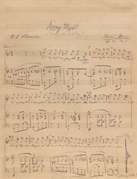 NEVIN, Ethelbert (1862-1901). Autograph musical manuscript, titled "Every Night." Signed below title ("Ethelbert Nevin"), and inscribed by Nevin's wife, Anne Paul Nevin.
