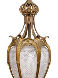 A French Gilt Bronze and Glass Hall Lantern