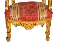 A Pair of Louis XVI Style Giltwood Fauteuils