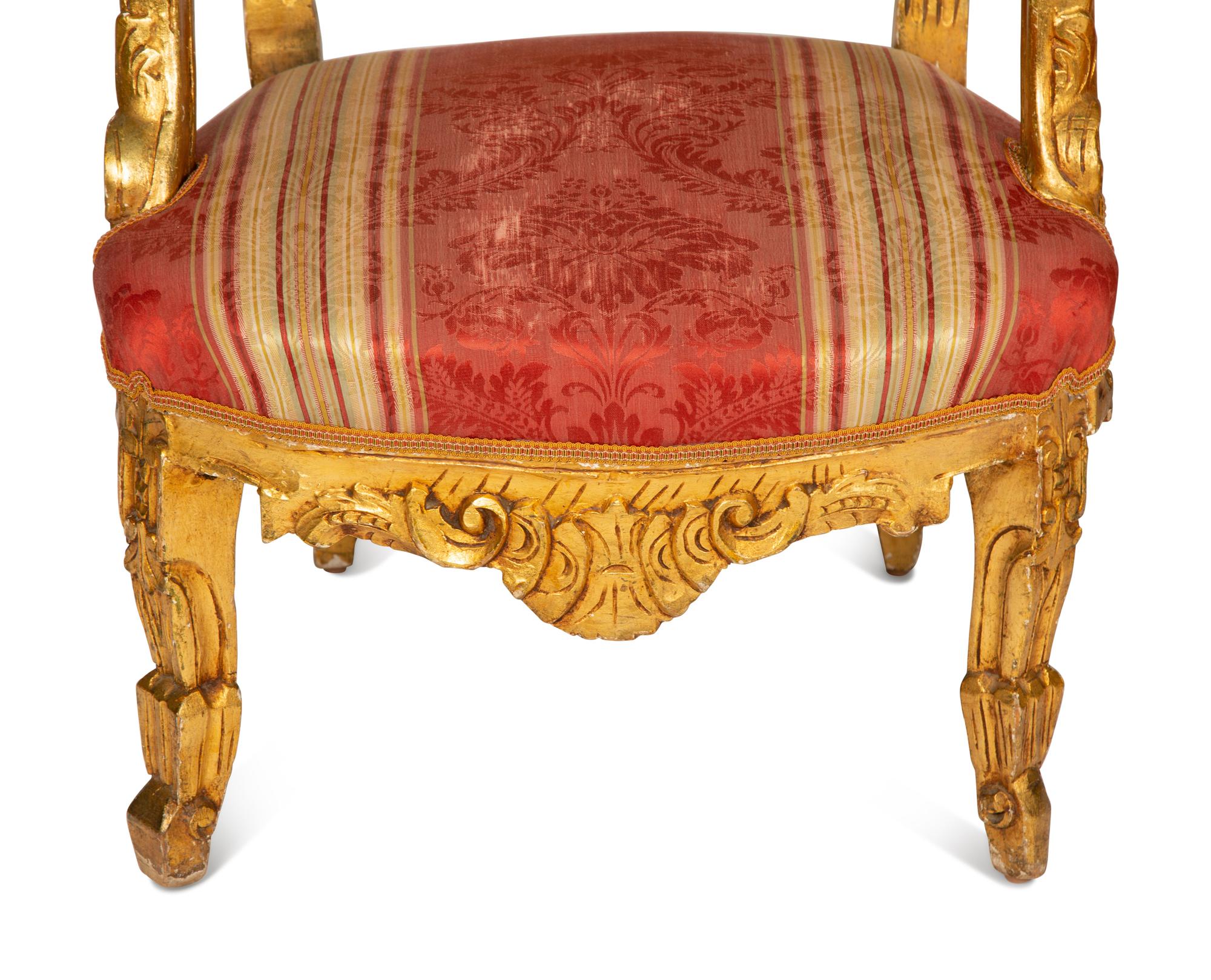 A Pair of Louis XVI Style Giltwood Fauteuils