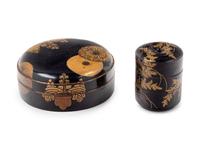Two Japanese Gilt and Black Lacquered Boxes