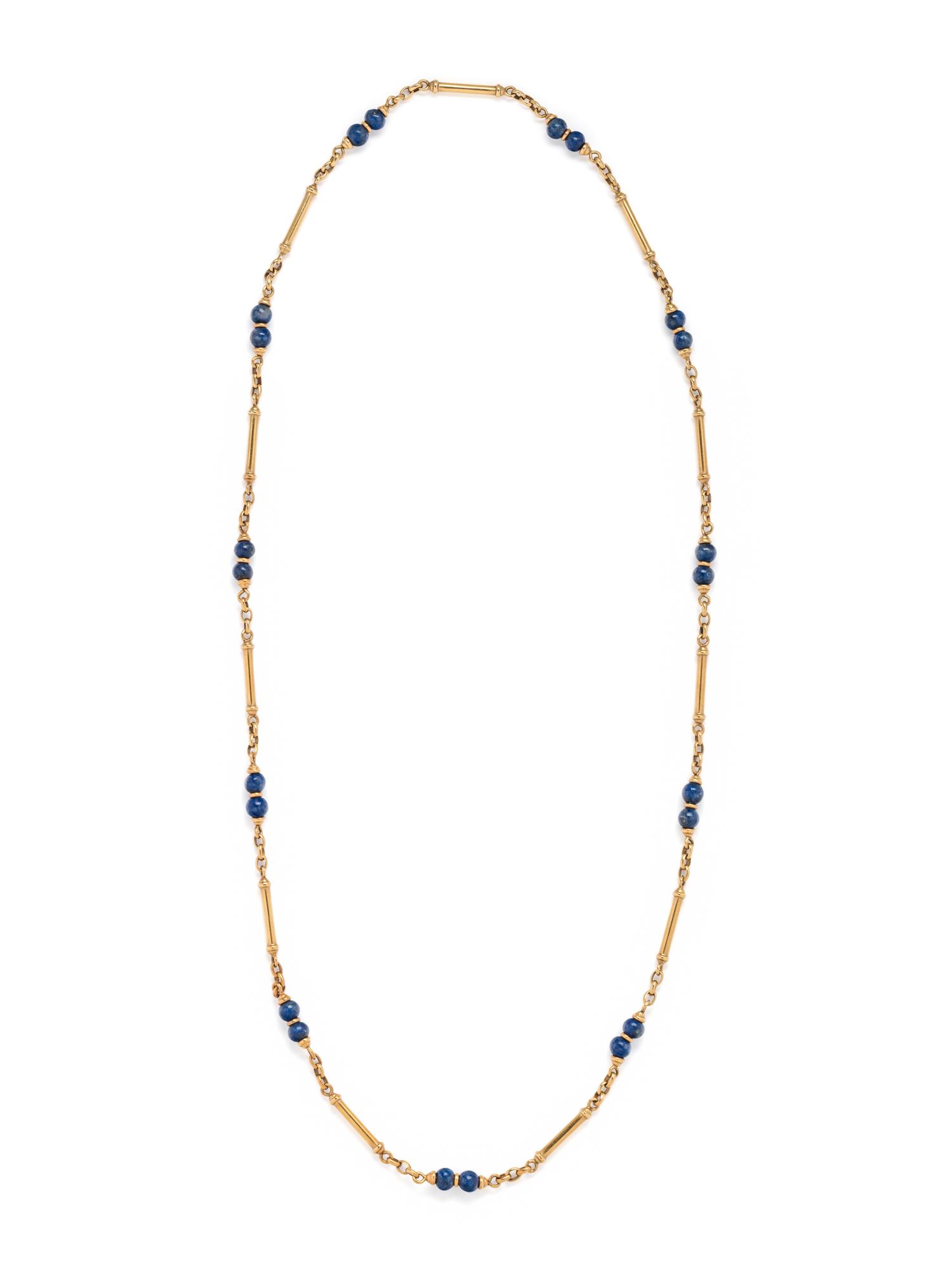 YELLOW GOLD AND LAPIS LAZULI NECKLACE