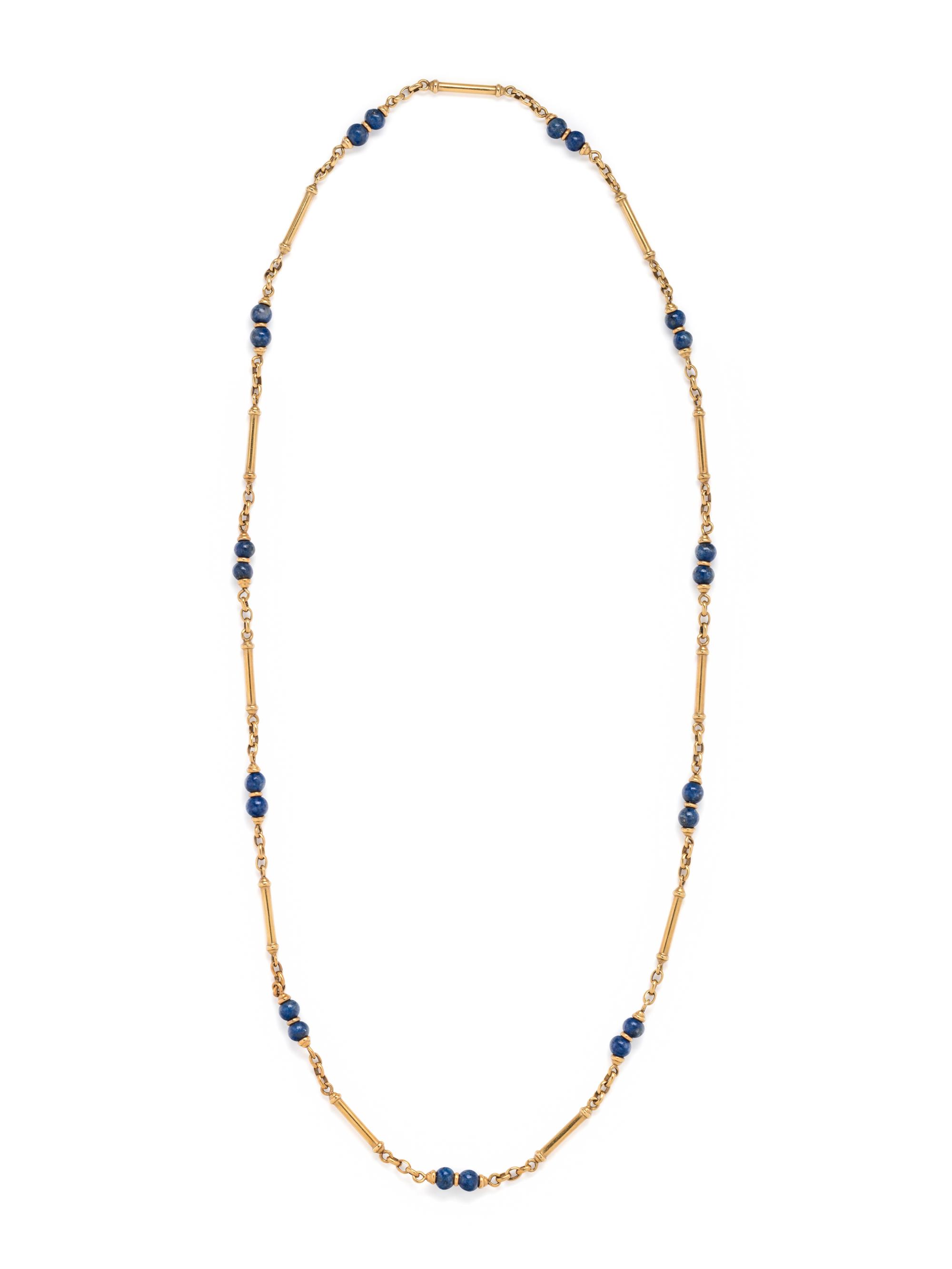 YELLOW GOLD AND LAPIS LAZULI NECKLACE