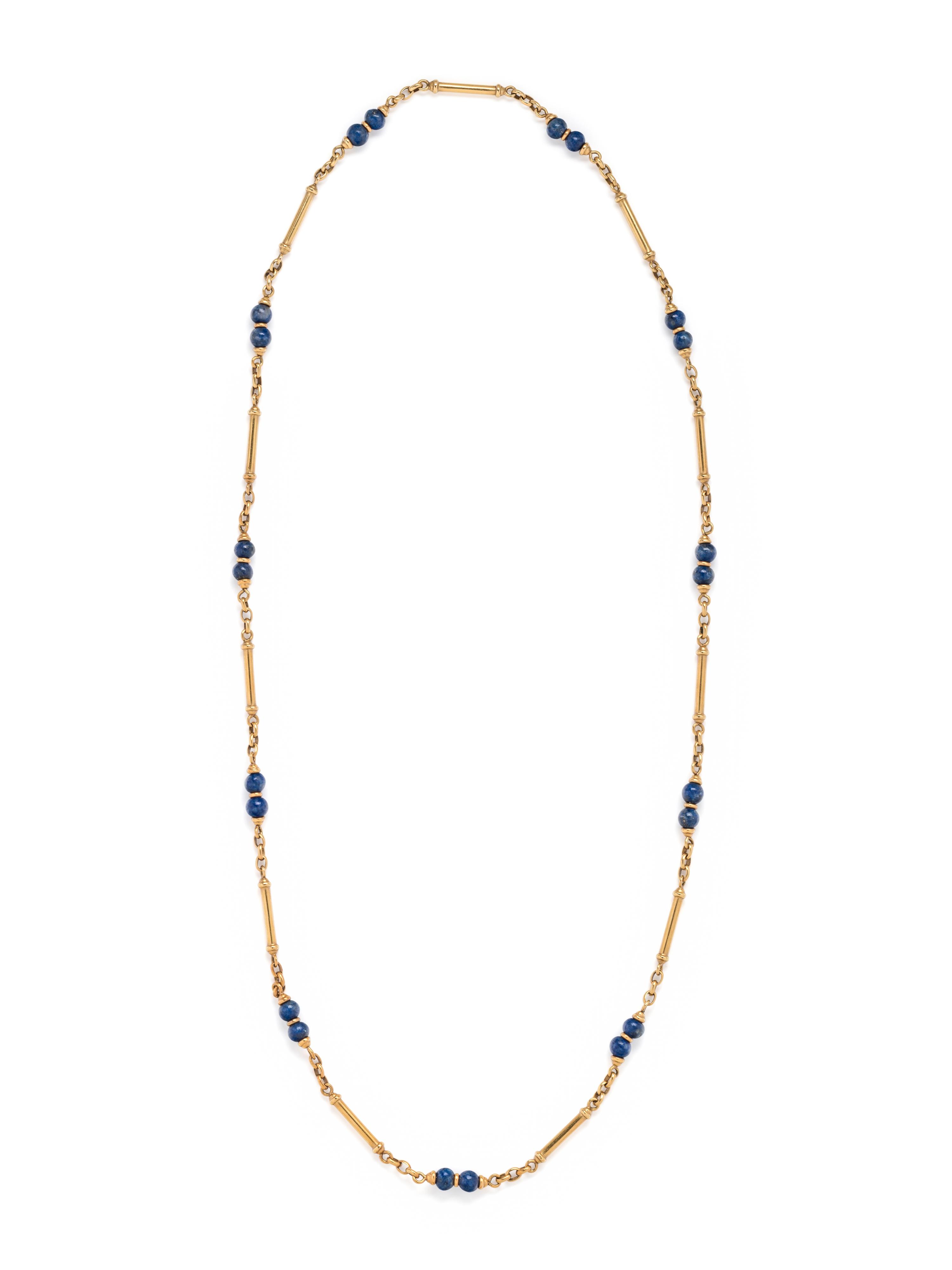 YELLOW GOLD AND LAPIS LAZULI NECKLACE