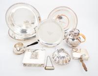 A Large Collection of Silver-plate Serving Articles Length of longest 11 1/2 inches. — VARIOUS MAKERS AND VINTAGES