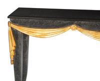 An Ebonized Console Table with Granite Top and Gilt Swag Motif