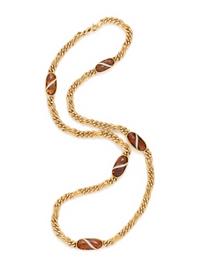 YELLOW GOLD, CITRINE AND DIAMOND LONGCHAIN NECKLACE