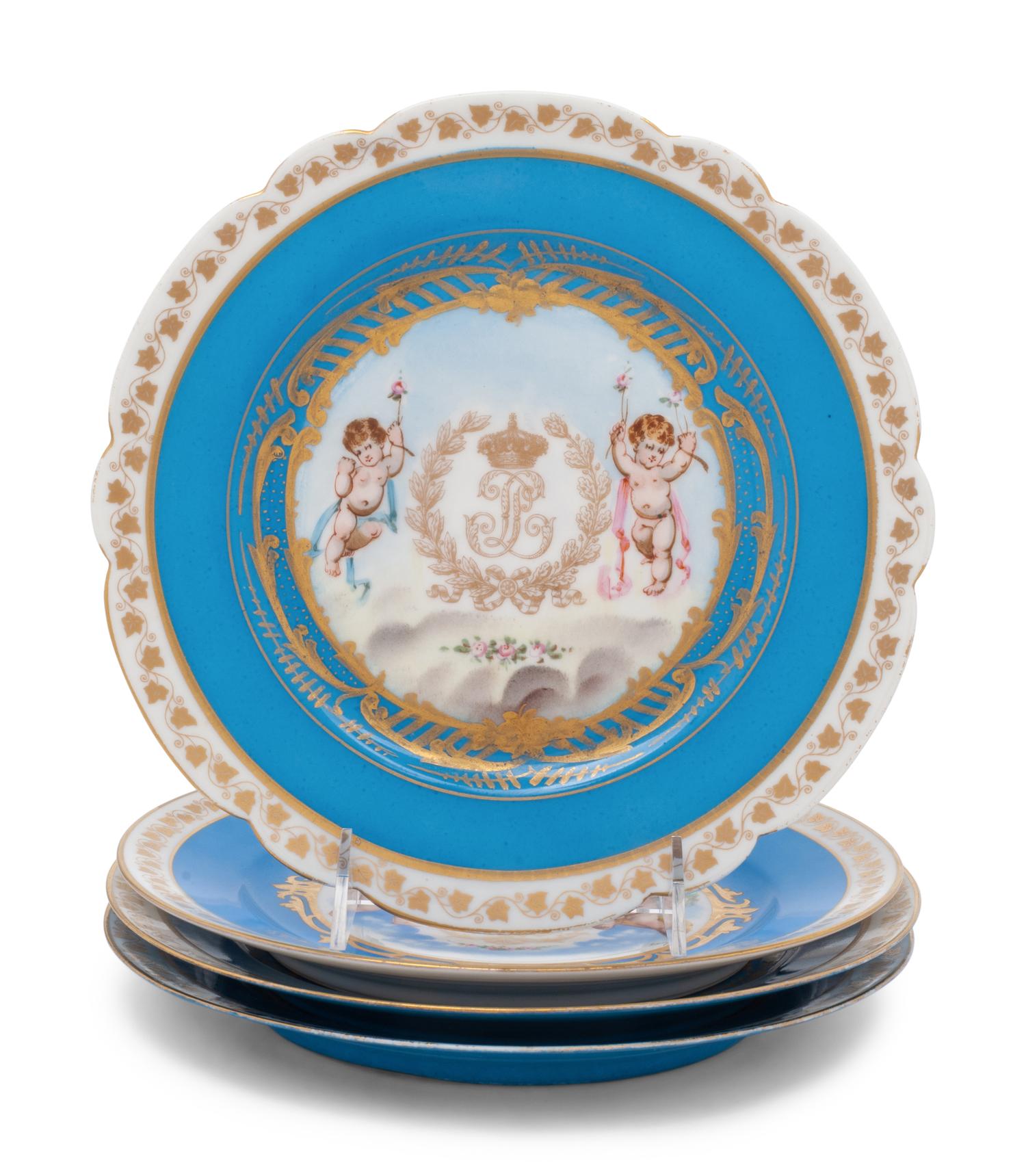 A Group of Four Similar Sèvres Style Porcelain Plates