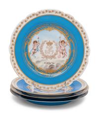 A Group of Four Similar Sèvres Style Porcelain Plates