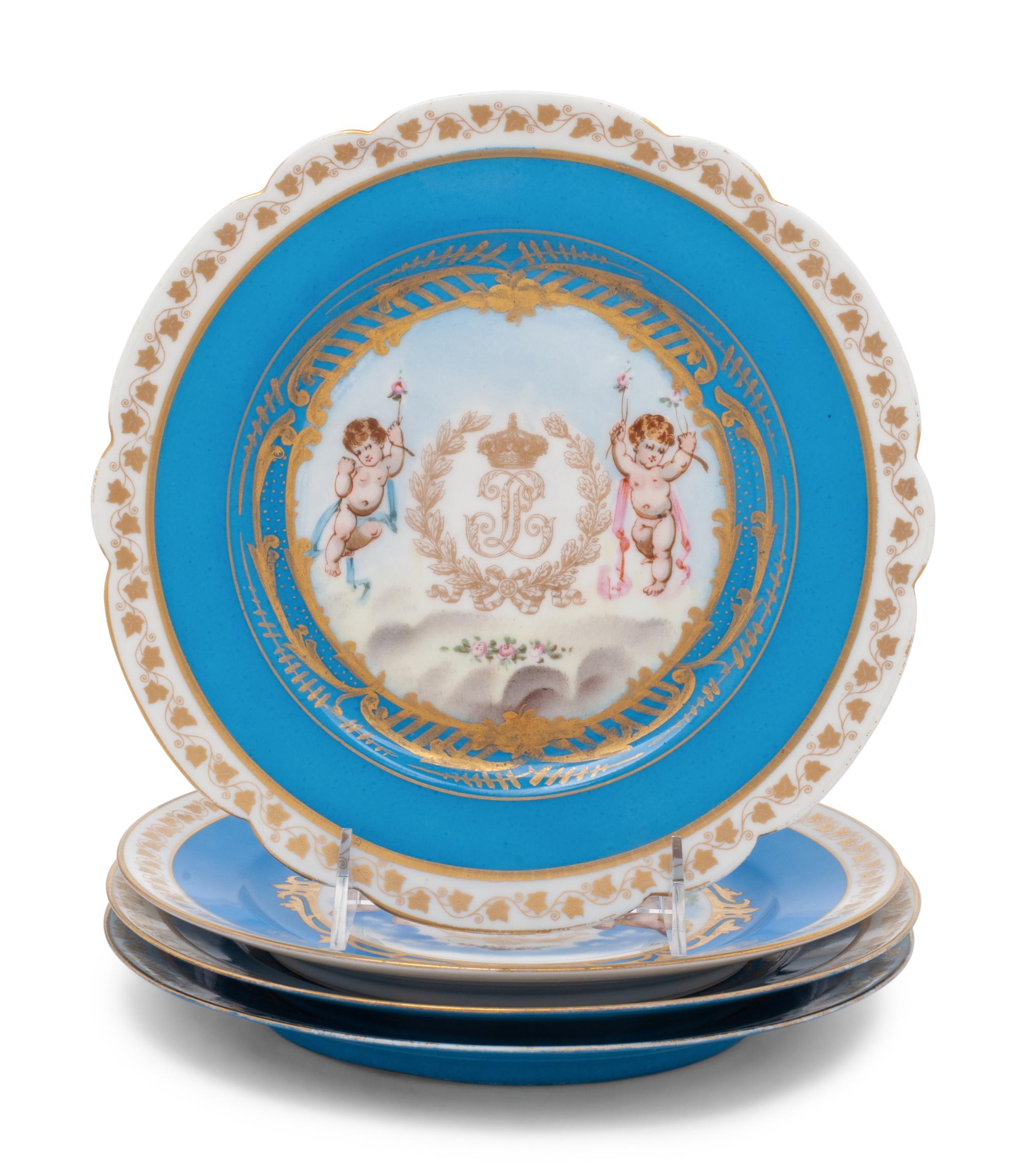 A Group of Four Similar Sèvres Style Porcelain Plates