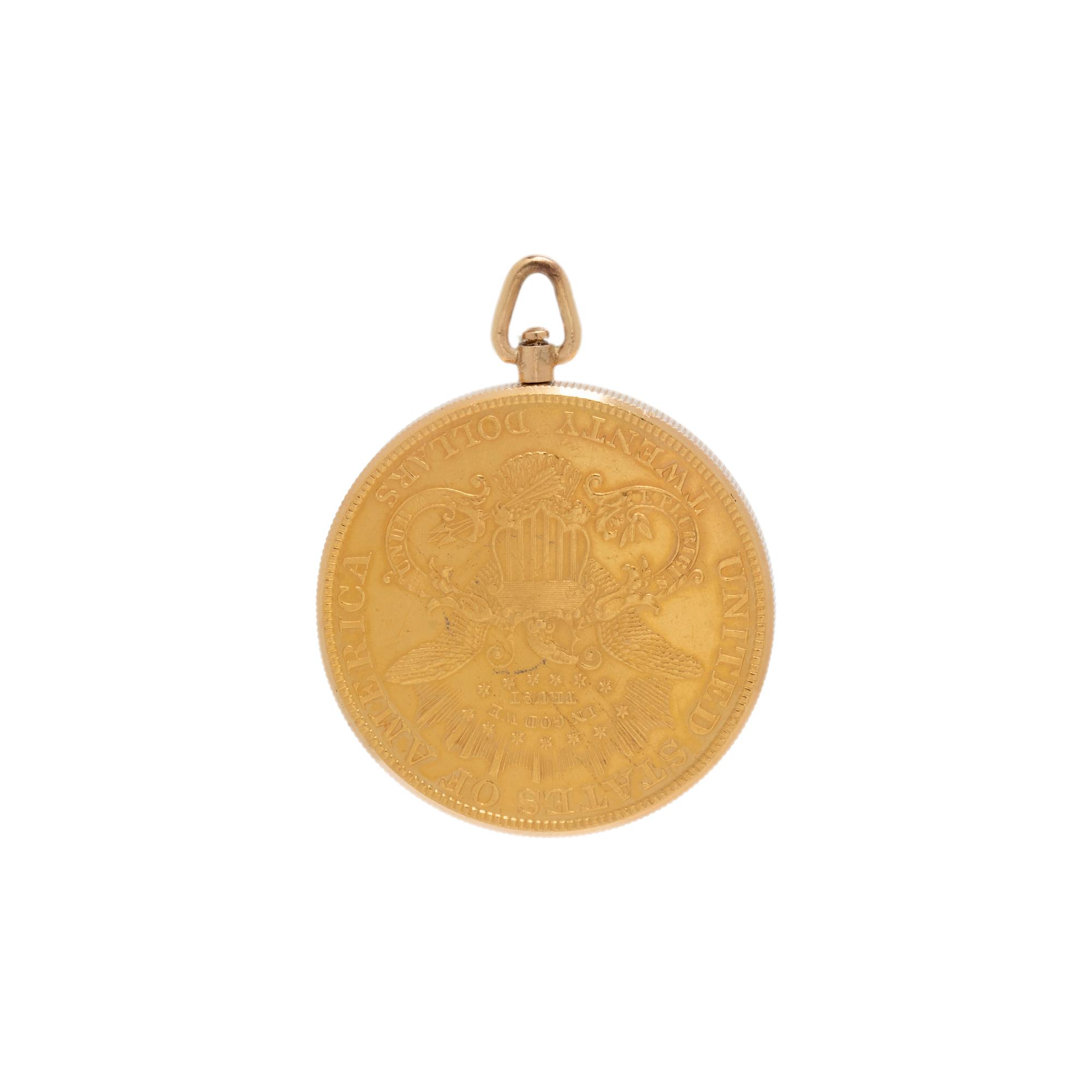 BUECHE GIROD, YELLOW GOLD LIBERTY COIN PENDANT / WATCH