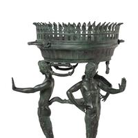 Two Italian Green Patinated Bronze Tripod Athéniennes