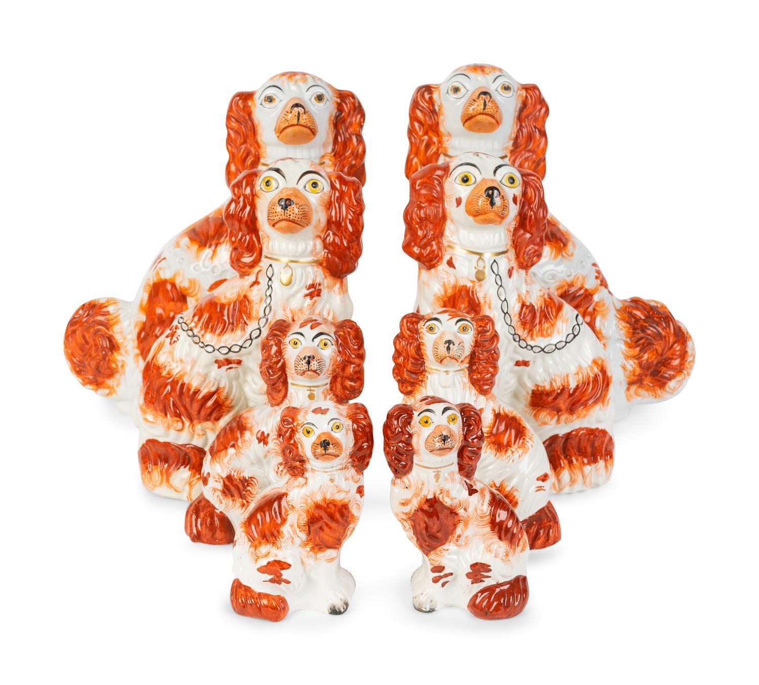 Four Pair of Staffordshire Glazed Earthenware Spaniels — 19TH CENTURY