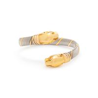 CARTIER, STEEL AND YELLOW GOLD PANTHER BYPASS BANGLE BRACELET