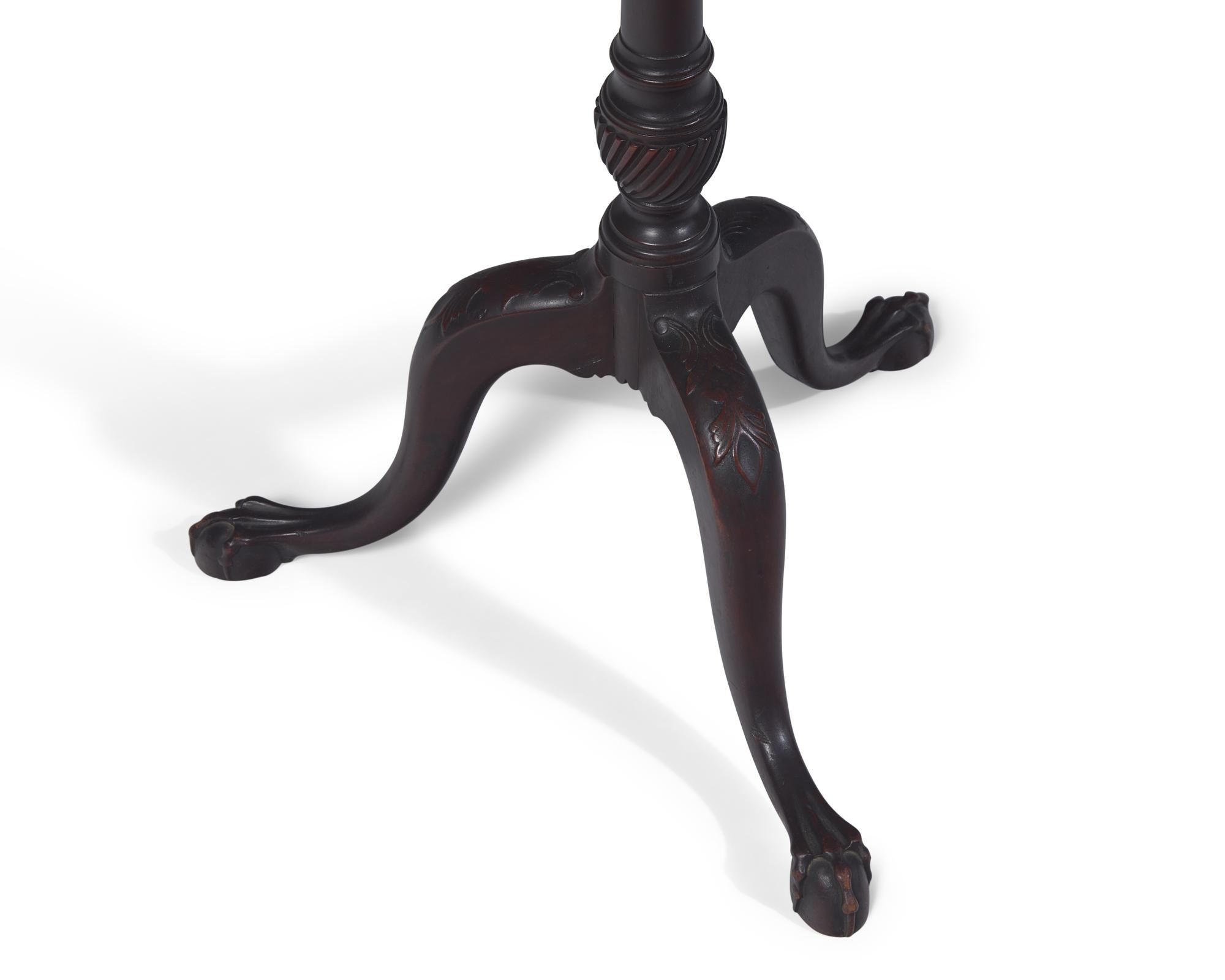 A Rare Chippendale Carved Mahogany Candlestand