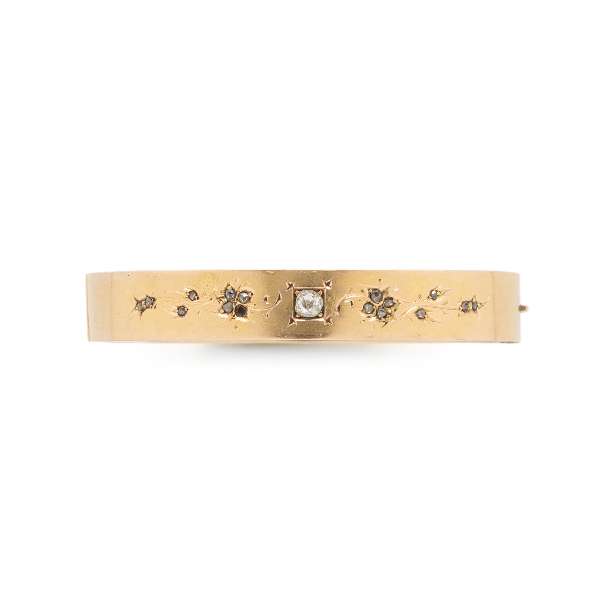 VICTORIAN, YELLOW GOLD MOURNING NECKLACE AND DIAMOND BANGLE BRACELET