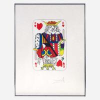 Salvador Dalí (Spanish, 1904-1989) Playing Cards (Ace, King, Queen and Jack of Hearts)