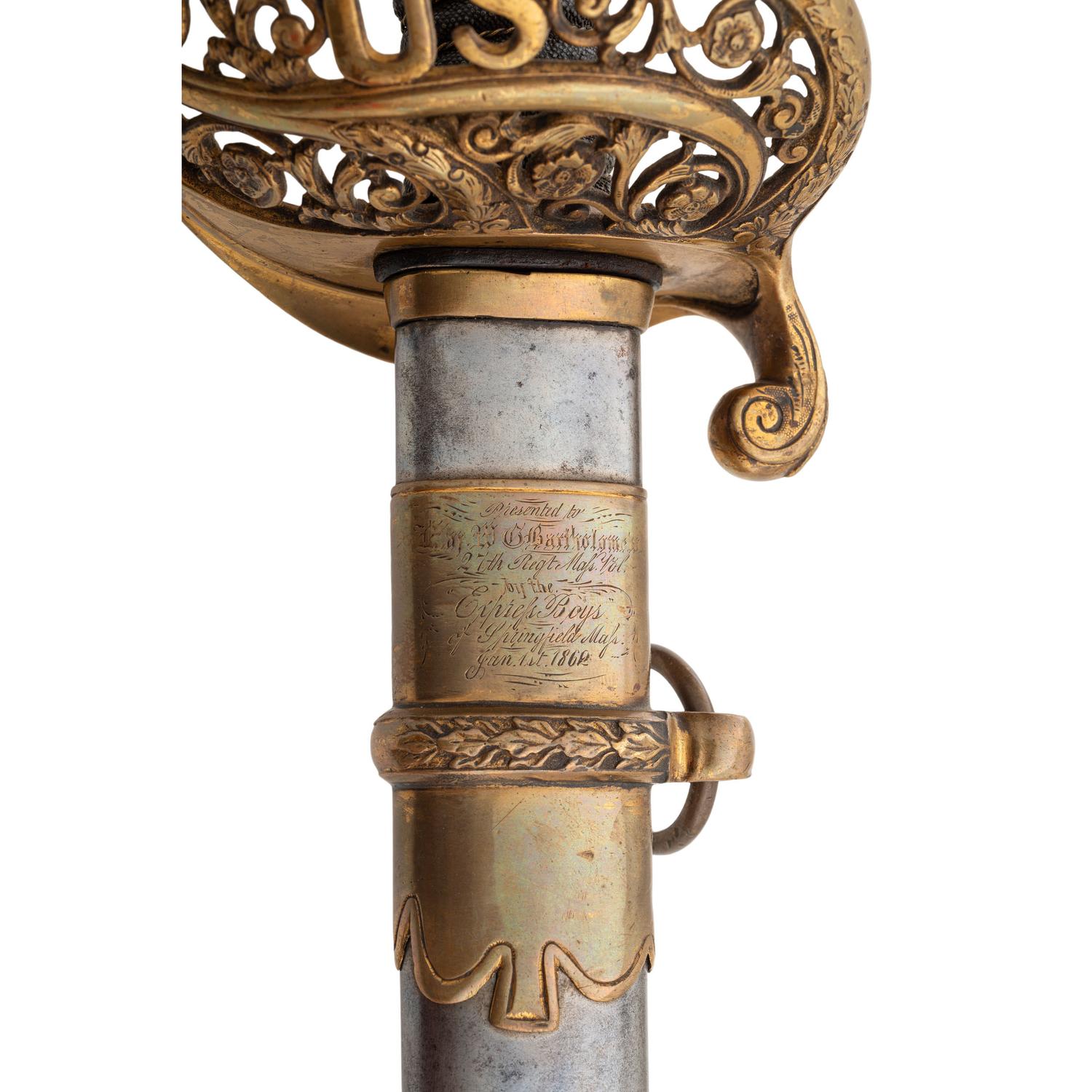 Ames Model 1850 Staff & Field Officers Sword Presented to Major W.G. Bartholomew 27th Mass Infantry - Twice POW & WIA with Two CDV's