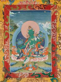 A Tibetan Thangka of a Green Tara