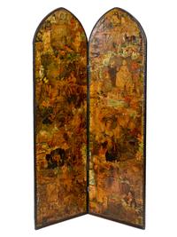 A Victorian Four-Panel Decoupage Floor Screen — 19TH CENTURY