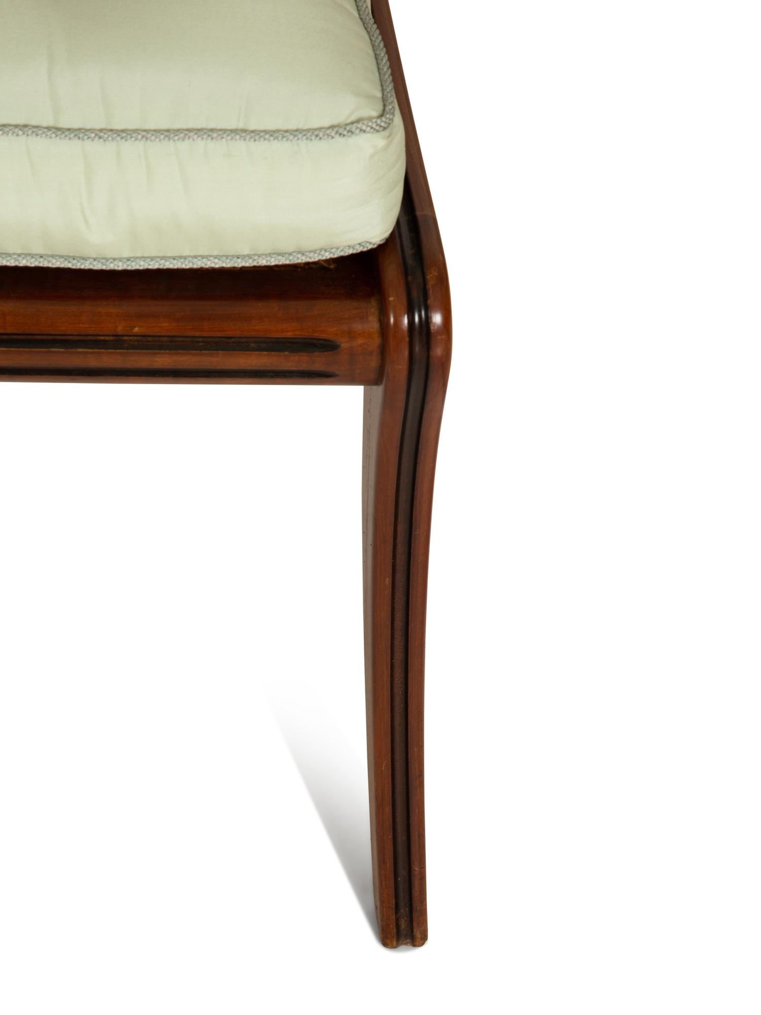 A Set of Six Regency Style Carved Mahogany Cane Seat Dining Chairs — 20th Century
