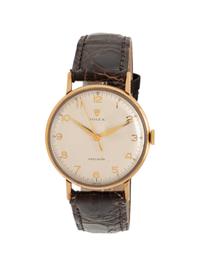 ROLEX, YELLOW GOLD VINTAGE 'PRECISION' 'COIN EDGE' WATCH WITH ROLEX BUCKLE
