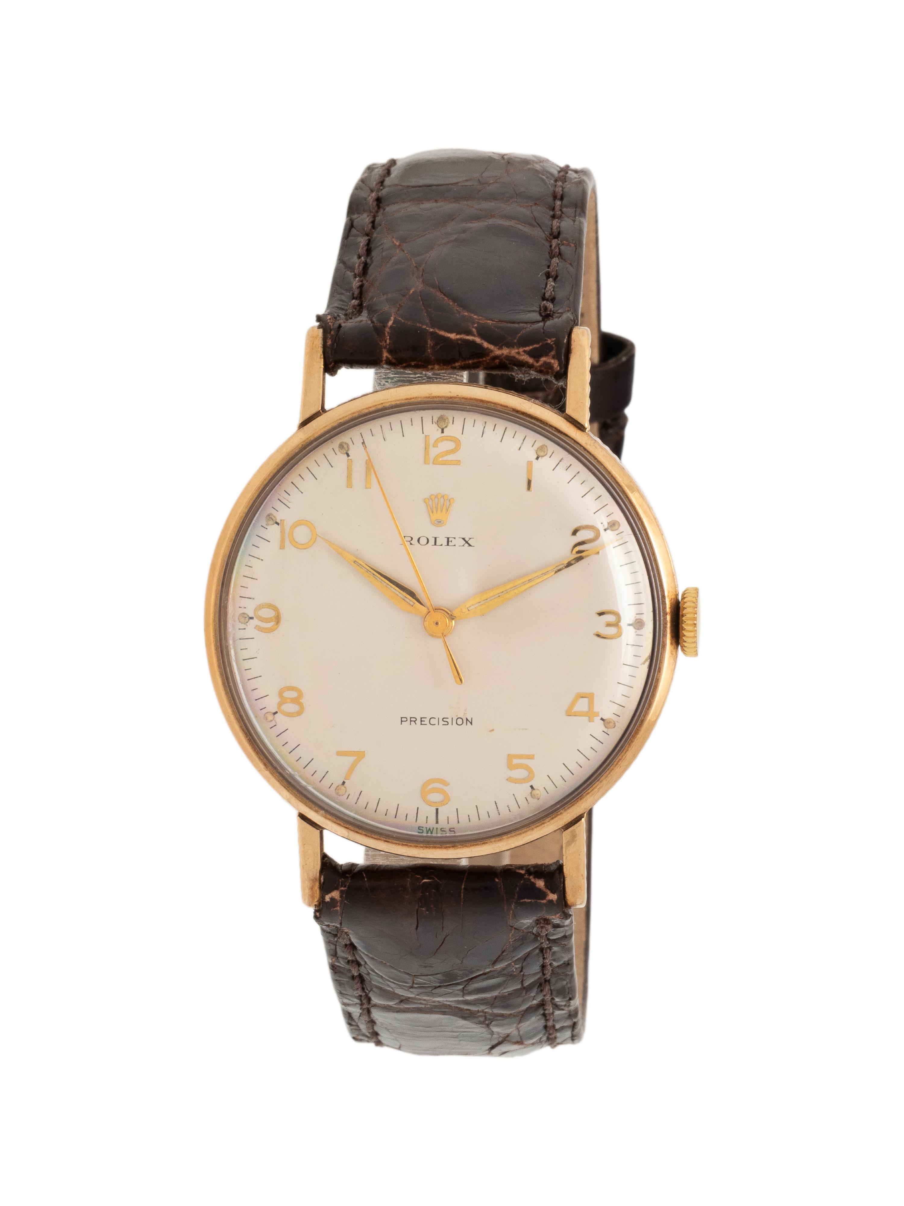 ROLEX, YELLOW GOLD VINTAGE 'PRECISION' 'COIN EDGE' WATCH WITH ROLEX BUCKLE