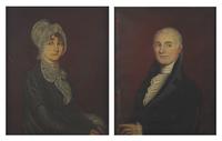 American School 19th Century, A Pair of Portraits, Deacon Ebeneser (1767-1854) and Lydia Raney Goodhue (1772-1859) , Circa 1808