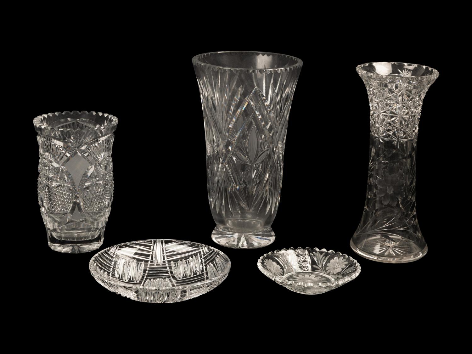Five Cut Glass Articles