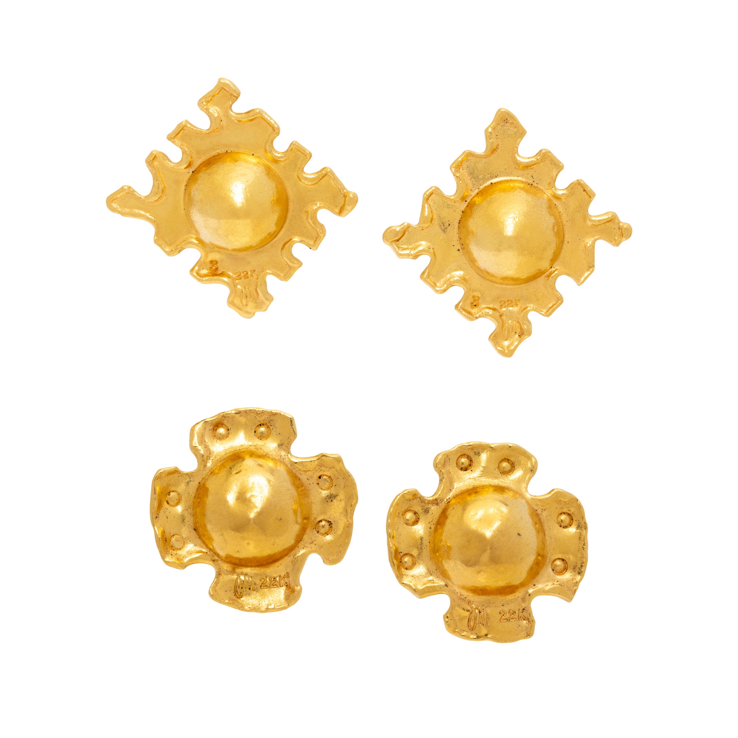 JEAN MAHIE, COLLECTION OF HIGH KARAT GOLD EARCIPS