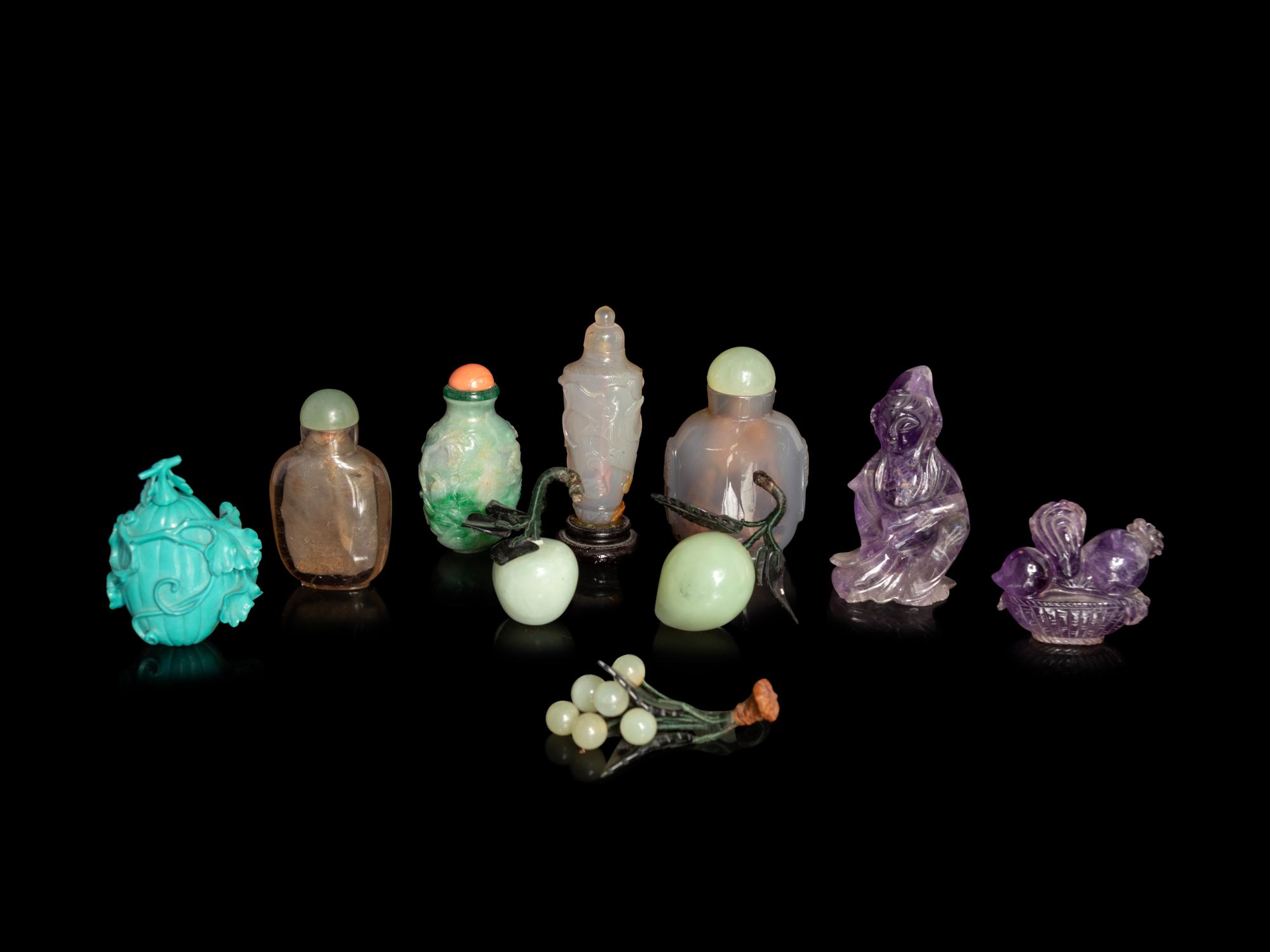 17 Chinese Jade and Hardstone Articles