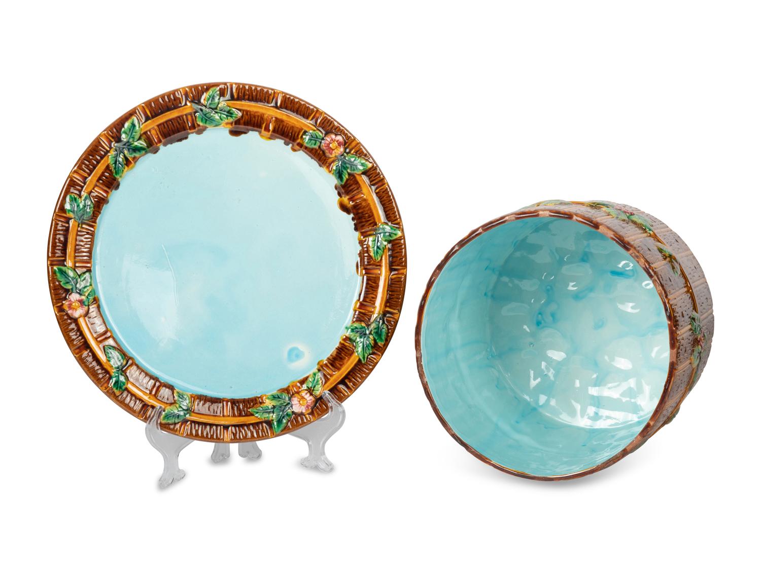 A George Jones Majolica Cheese Dome and Tray