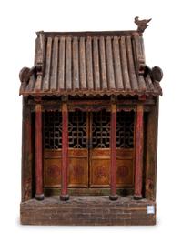 A Chinese Carved and Painted Wood Shrine