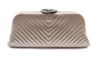 Chanel Light Taupe Chevron Quilted Satin Clutch, 10 x 4 x 1 1/2 inches.