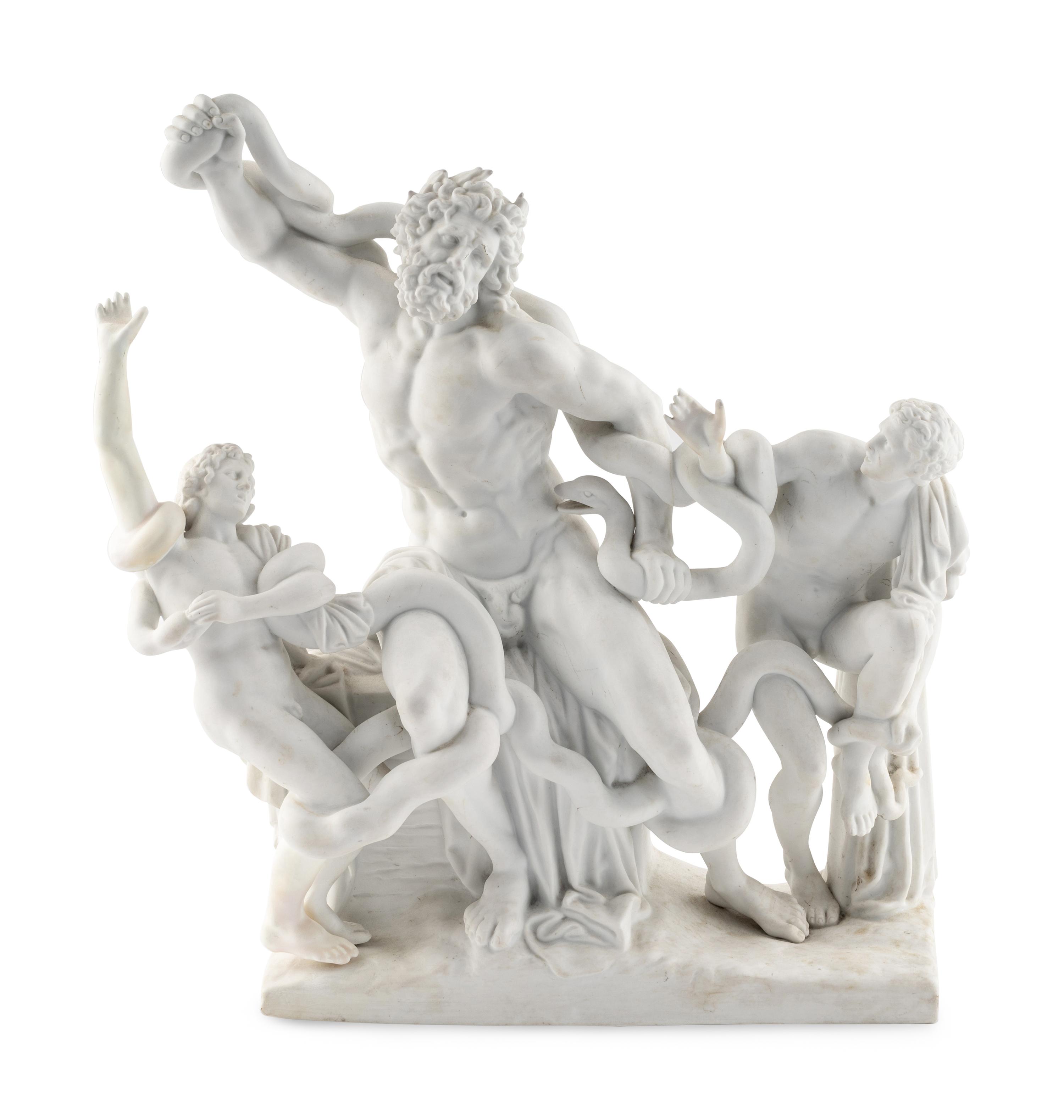 A Parianware Figural Group Depicting Laocoön and His Sons After the Antique