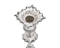 A Pair of George III Sterling Silver Candlesticks Bearing an Armorial Crest for the Morgan Family