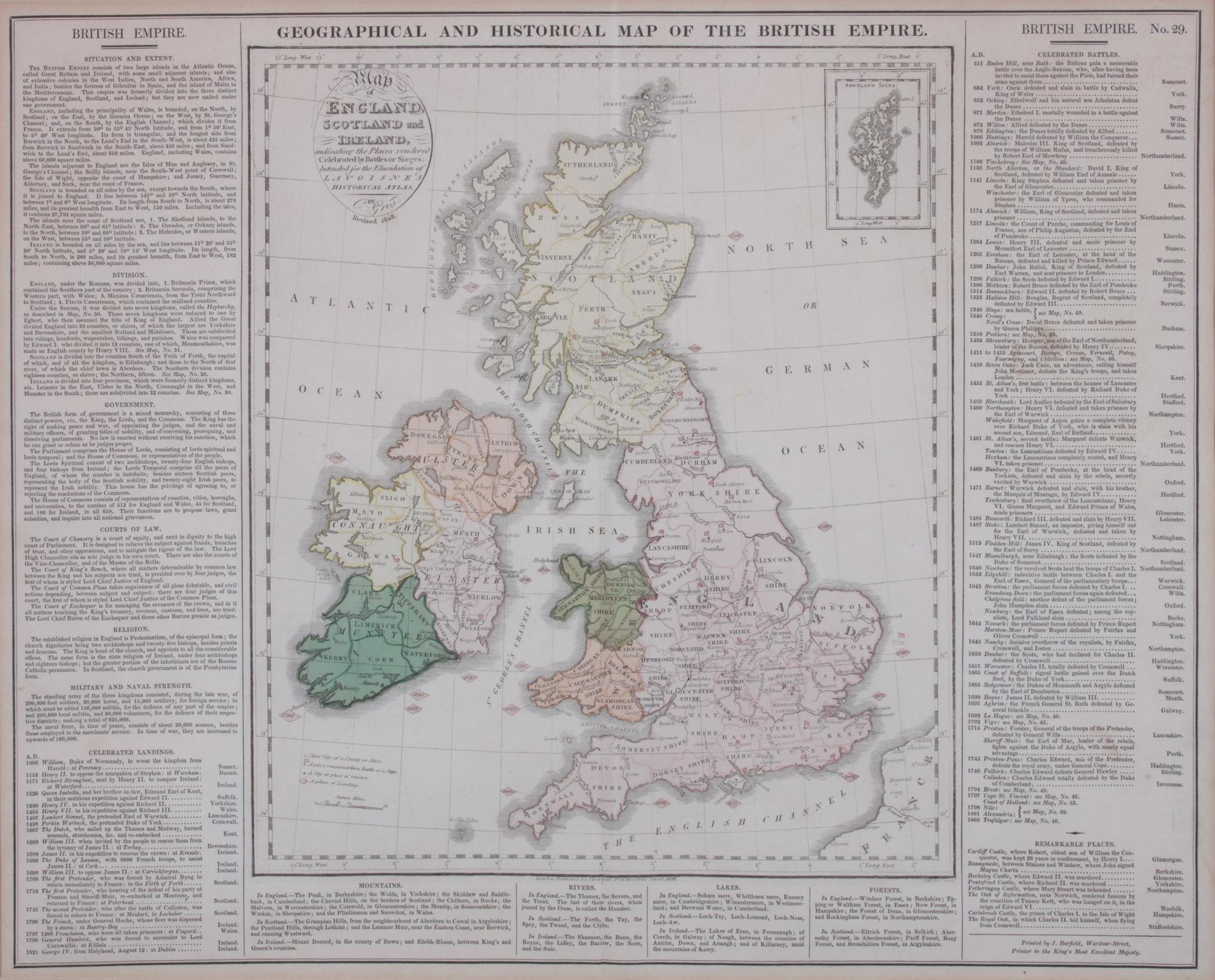 A 19th Century Map of British Empire 17 x 21 inches. — Lavoisne, Philadelphia, 1821