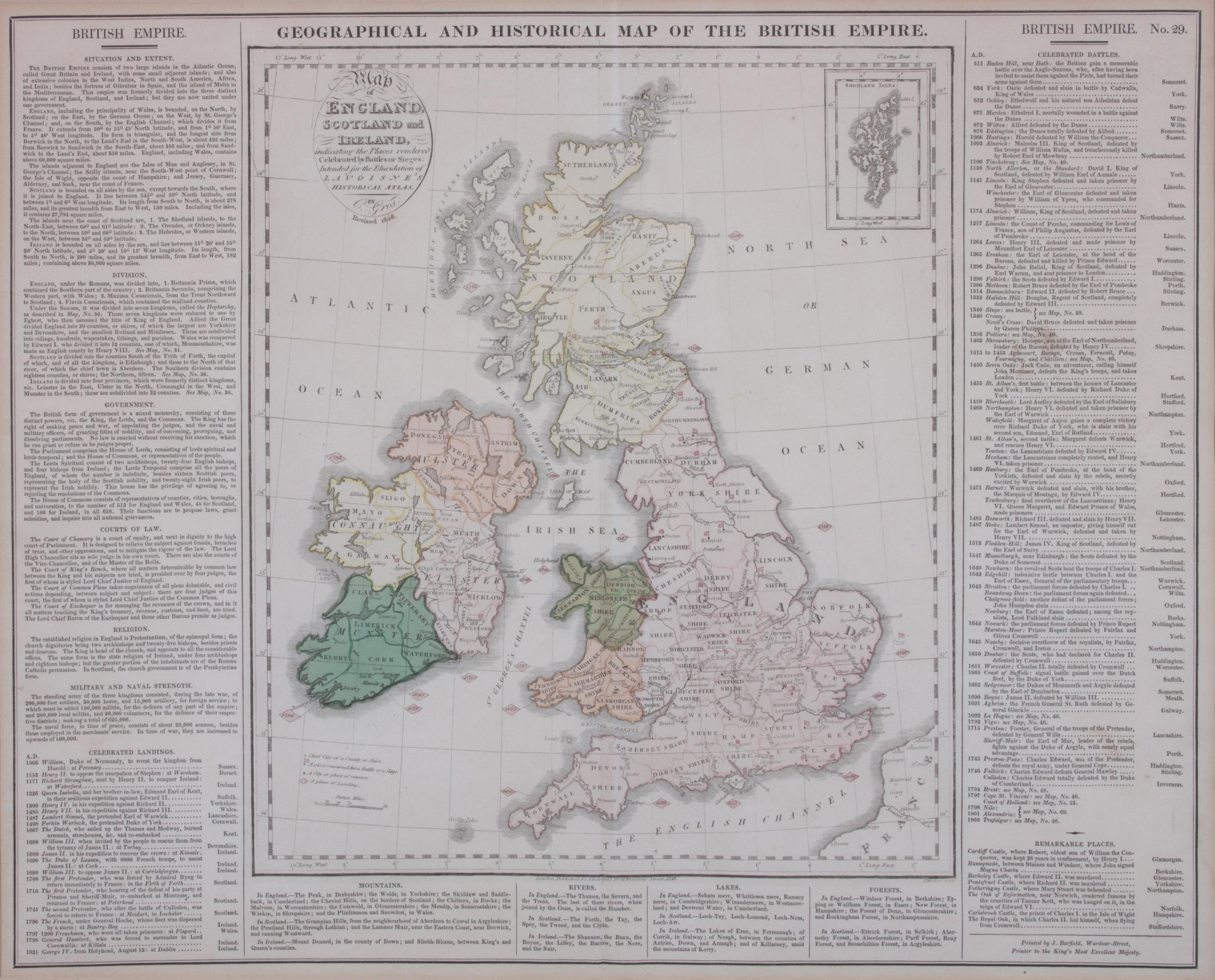 A 19th Century Map of British Empire 17 x 21 inches. — Lavoisne, Philadelphia, 1821