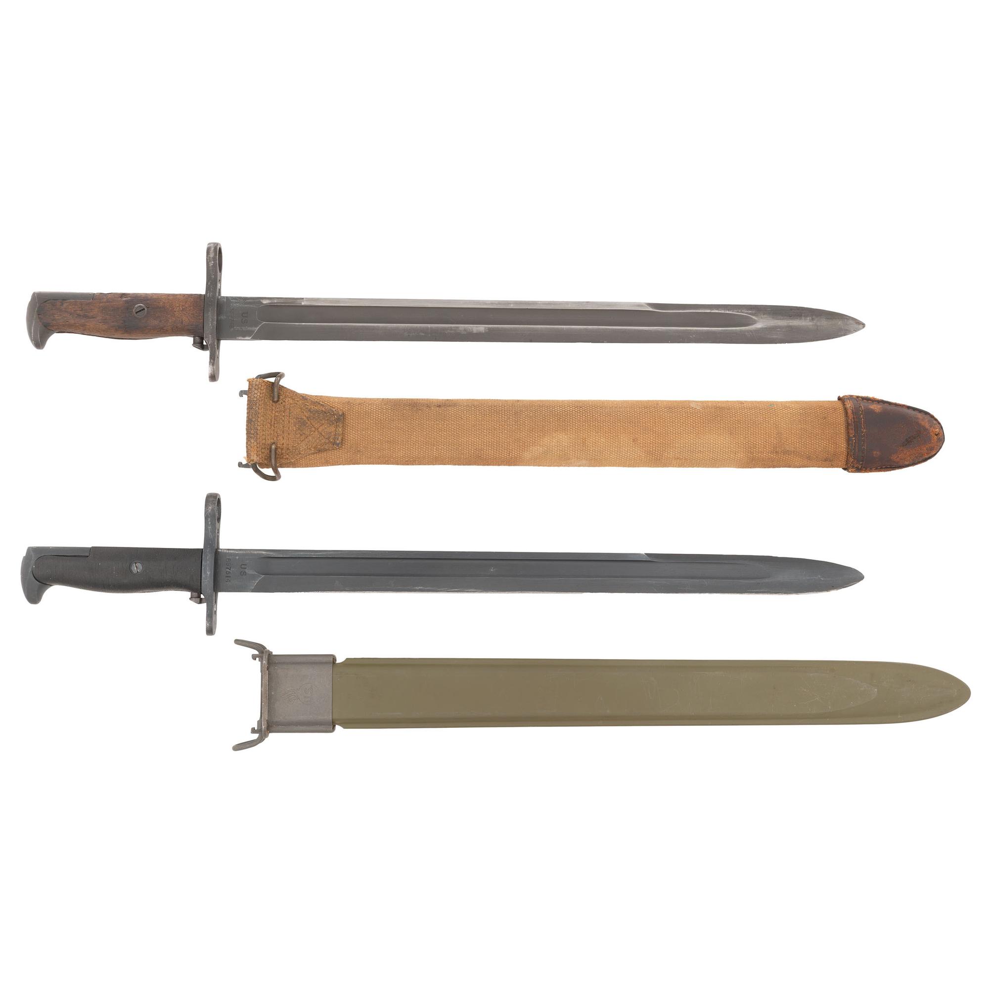 Two US Model 1905 Bayonets & Scabbards