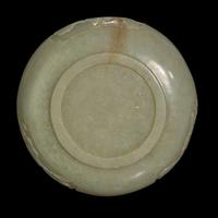 A Chinese carved celadon jade "Sanduo" alms bowl 青玉三多碗 18th to 19th century ???????