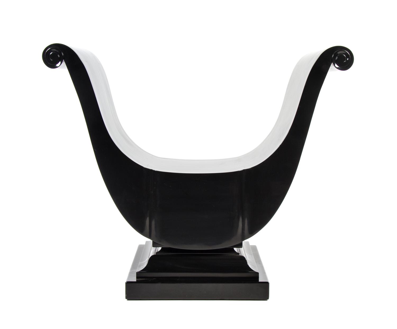 A Black Lacquered Harlow Chair, attributed to Blackman Cruz Height 31 3/4 inches.
