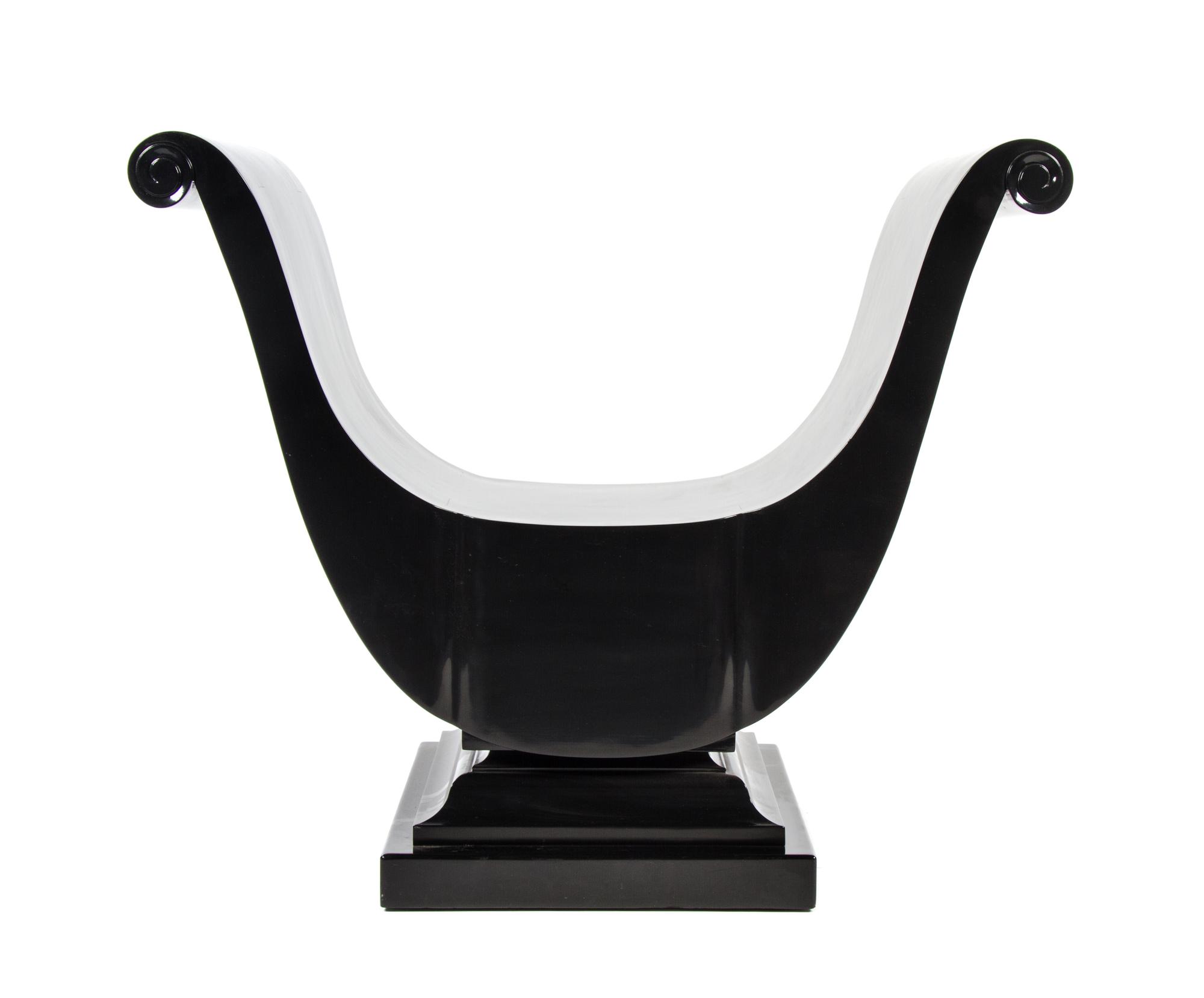 A Black Lacquered Harlow Chair, attributed to Blackman Cruz Height 31 3/4 inches.
