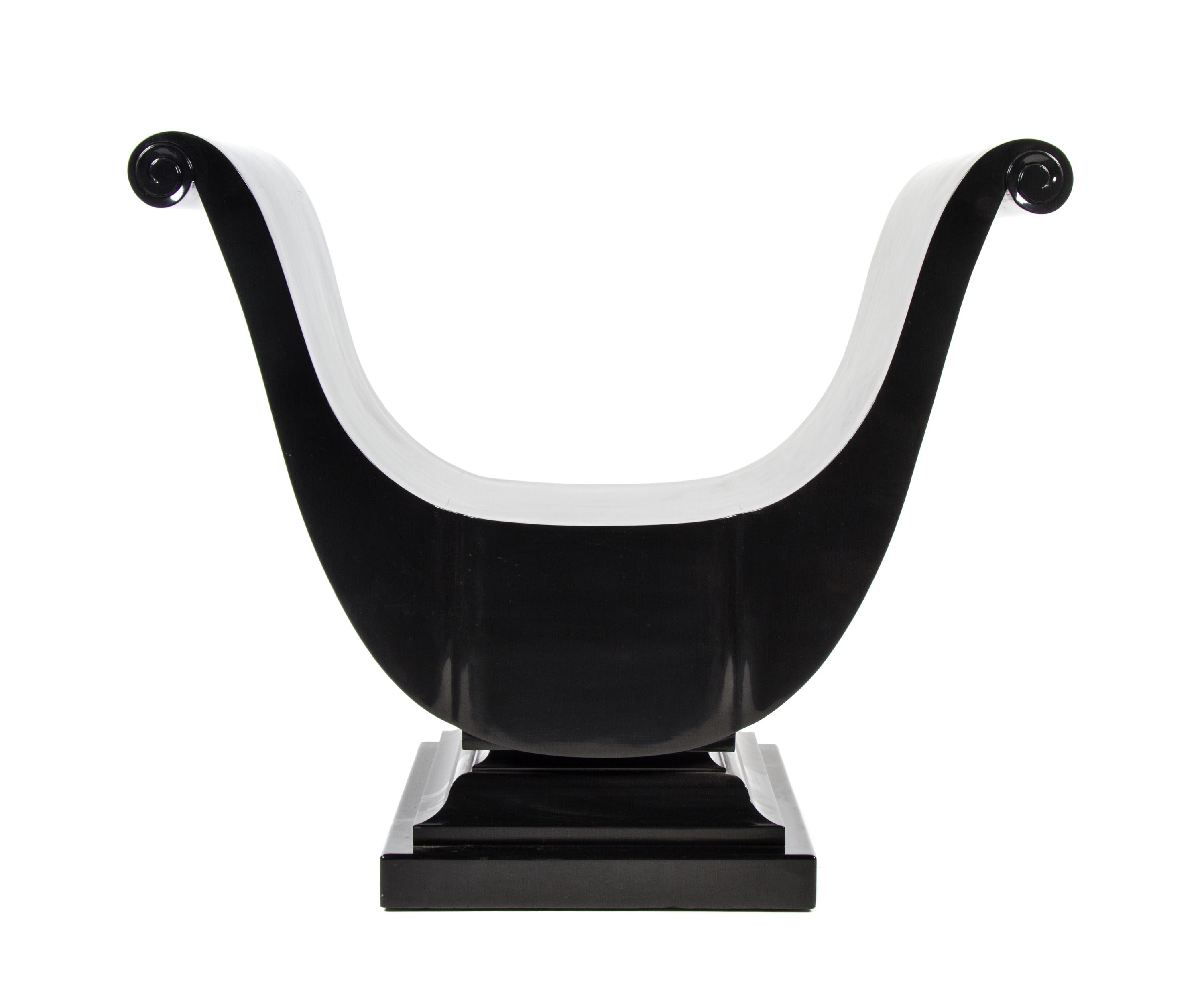A Black Lacquered Harlow Chair, attributed to Blackman Cruz Height 31 3/4 inches.